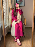 3 PIECE – SILK KARANDI DARK BURGUNDY DRESS