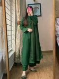 3 PIECE – SILK KARANDI MYRTLE GREEN DRESS