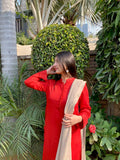 3 PIECE – SILK KARANDI CRIMSON DRESS