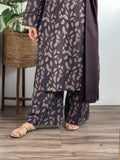 3 Piece - Khaddar Printed Brown Dress