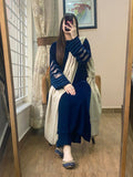 Velvet Navy Blue Dress with Shawl