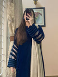 Velvet Navy Blue Dress with Shawl