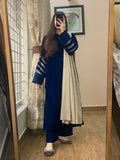 Velvet Navy Blue Dress with Shawl