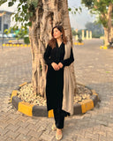 Velvet Black Dress with Shawl