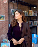 Velvet Purple Dress with Shawl