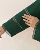 3 Piece - Slub Khaddar Dark Green Dress