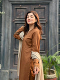 3 Piece - Slub Khaddar Bronze Brown Dress