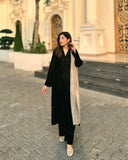 Velvet Black Dress with Shawl