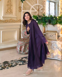 3 Piece - Slub Khaddar Purple Dress