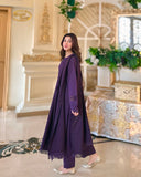 3 Piece - Slub Khaddar Purple Dress