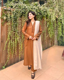 3 Piece - Slub Khaddar Bronze Brown Dress