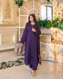 3 Piece - Slub Khaddar Purple Dress