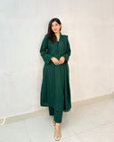 3 Piece - Slub Khaddar Dark Green Dress