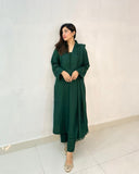 3 Piece - Slub Khaddar Dark Green Dress