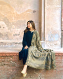 Velvet Zinc Blue Dress with Shawl